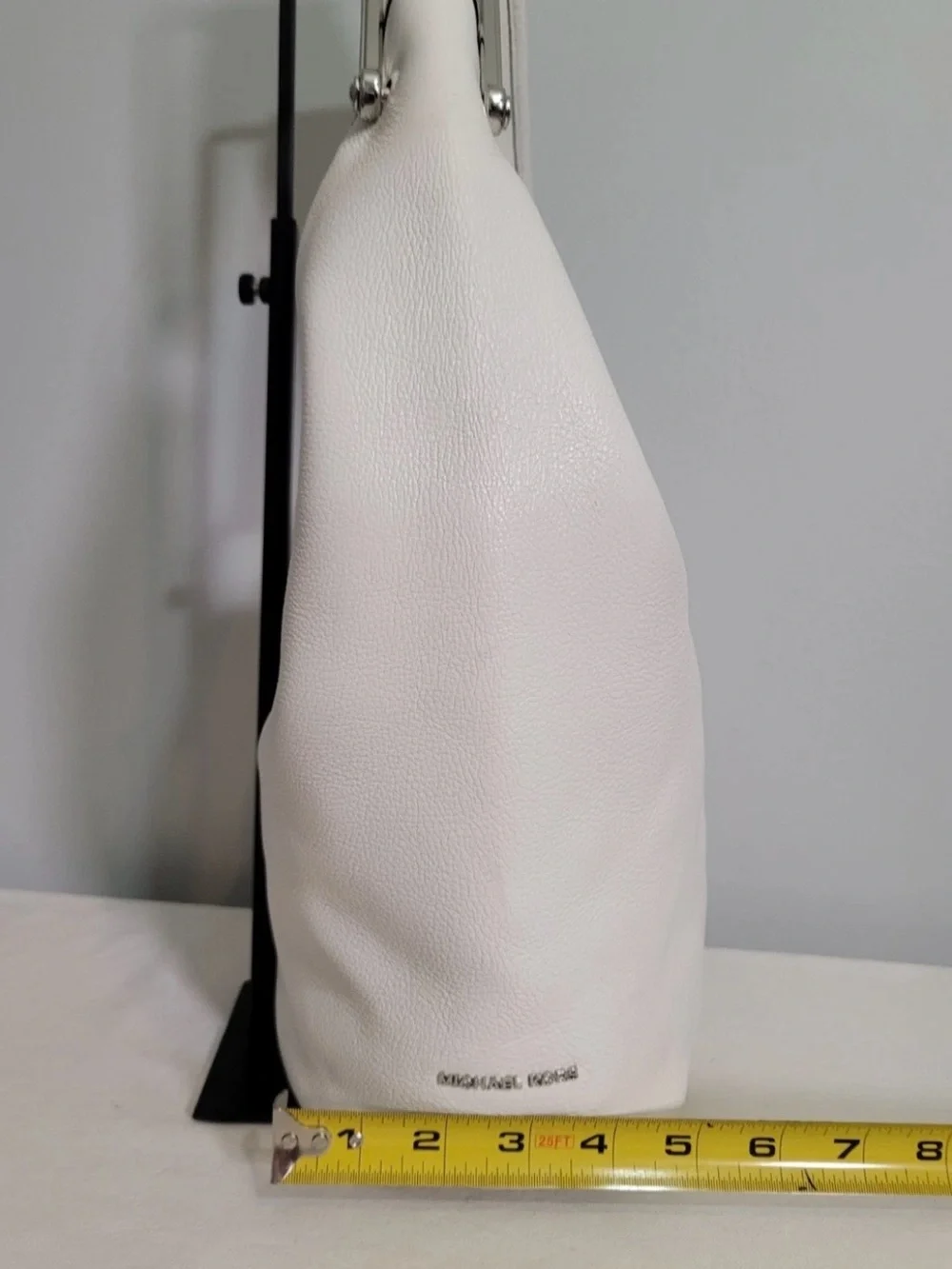 Michael Kors Hobo Shoulder Bag White Leather Silver Hardware